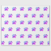 ピンクの足が猫の犬の動物の足跡をプリント ラッピングペーパー (フラット)