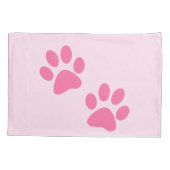 ピンクの足のプリント 枕カバー (裏面)