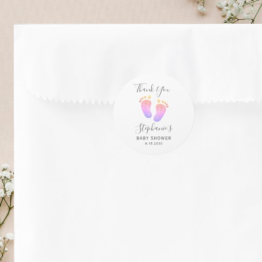 ピンクの足ベビーシャワー ラウンドシール