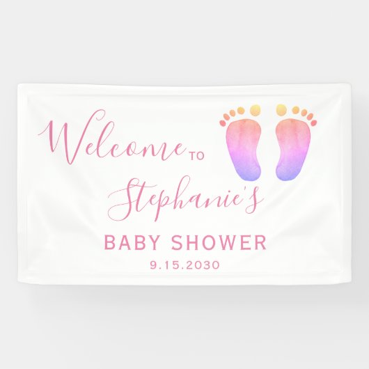 ピンクの足ベビーシャワー 横断幕 (横)