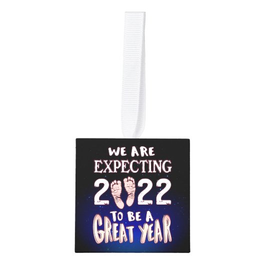 ピンクの足跡が性別を暴く女の子 キューブオーナメント (正面)