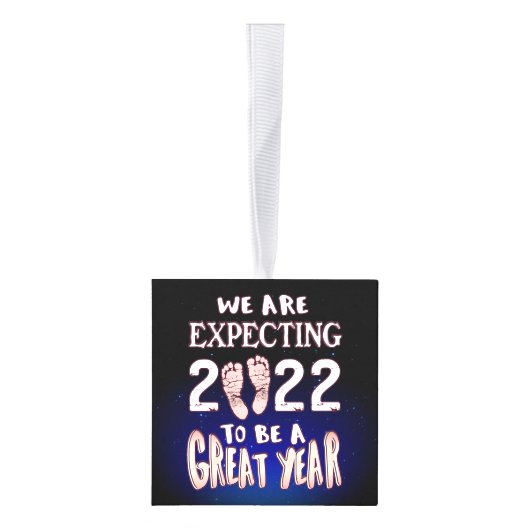 ピンクの足跡が性別を暴く女の子 キューブオーナメント (右)