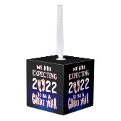 ピンクの足跡が性別を暴く女の子 キューブオーナメント (裏面アングル)