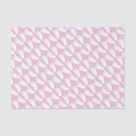 ピンクの足跡の女の子の赤ちゃんシャワーギフトティッシュペーパー 薄葉紙 (正面)