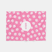 ピンクの足跡 フリースブランケット (正面(横))