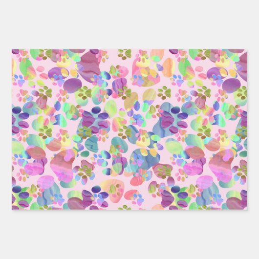 ピンクの足跡 ラッピングペーパーシート (正面)