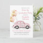 ピンクの車が卒業パーティーでドライブ 招待状 (スタンド正面)