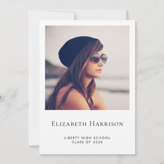 ピンクの車が卒業パーティーでドライブ 招待状 (裏面)