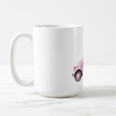 ピンクの車に乗ったおしゃれなサンタのクリスマス コーヒーマグカップ (左)