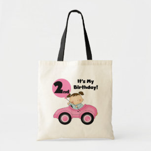 ピンクの車の女の子2nd誕生日Tシャツとギフト トートバッグ