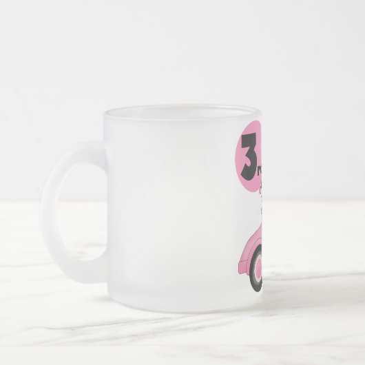 ピンクの車の女の子3rd誕生日Tシャツとギフト フロストグラスマグカップ (左)