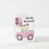 ピンクの車の女の子3rd誕生日Tシャツとギフト フロストグラスマグカップ (中央)
