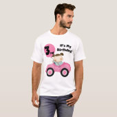 ピンクの車の女の子3rd誕生日Tシャツとギフト Tシャツ (正面フル)