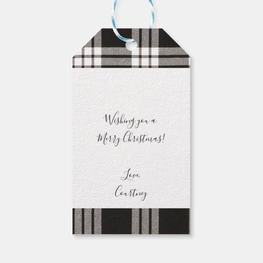 ピンクの車の黒い格子模様シックガーリークリスマス ギフトタグ (裏面)