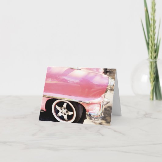 ピンクの車，ハバナ，キューバ サンキューカード (正面)
