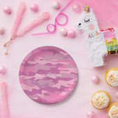 ピンクの軍隊の迷彩柄のカムフラージュの紙のパーティーのプレート ペーパープレート (パーティー)