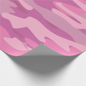 ピンクの軍隊色のカムフラージュのクリスマスの休日 ラッピングペーパー (角)