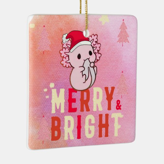 ピンクの軸索クリスマス セラミックオーナメント (右)