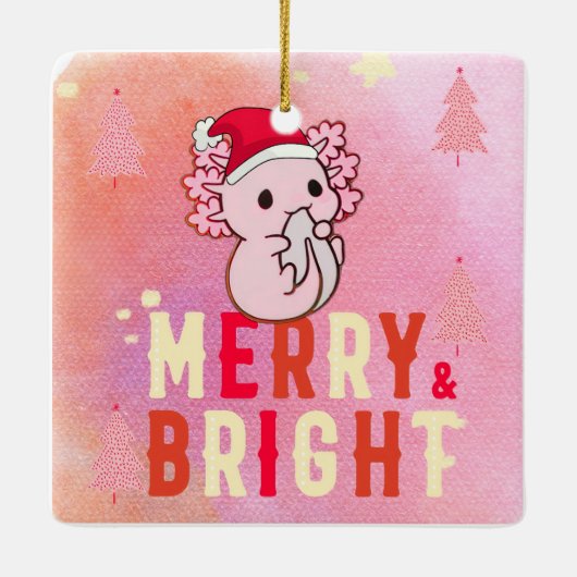 ピンクの軸索クリスマス セラミックオーナメント (裏面)