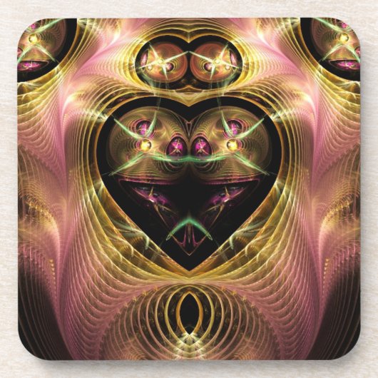 ピンクの輝きと金ゴールド コースター (正面)