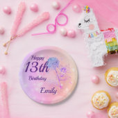 ピンクの輝きの妖精の女の子の第13誕生日 ペーパープレート (パーティー)