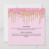 ピンクの輝きの金ゴールドの弓のきらめく灯  招待状 (裏面)