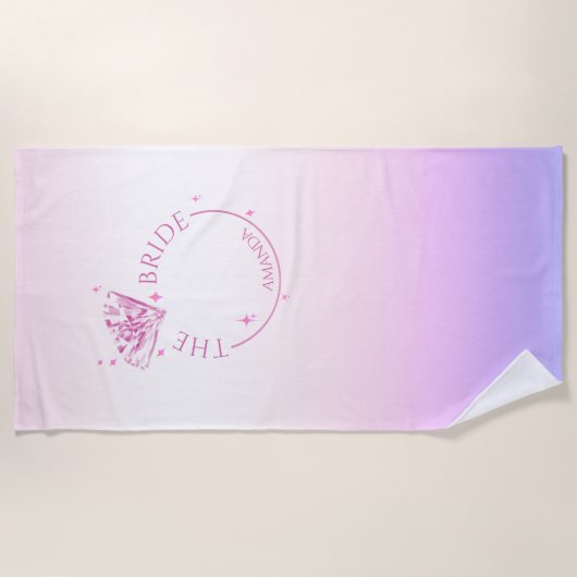ピンクの輝きダイヤモンド独身最後の夜パーティーの花嫁 ビーチタオル (正面)
