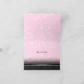 ピンクの輝き及び黒いレースSweet16のサンキューカード サンキューカード (内部)