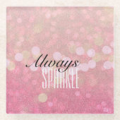 ピンクの輝き ガラスコースター (正面)