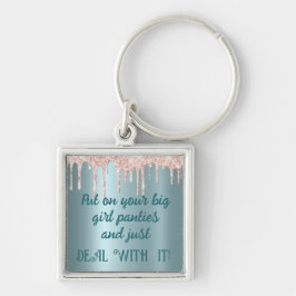 ピンクの輝き/ティール（緑がかった色） – 大きな女の子パンティ – それに対処！ キーホルダー