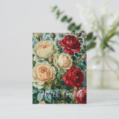 ピンクの輝き。フローラの花束バラ。 ポストカード (スタンド正面)