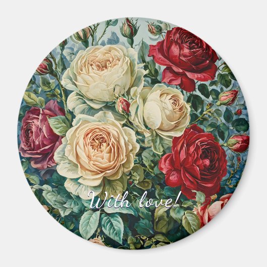 ピンクの輝き。フローラの花束バラ。 マグネット (正面)