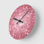 ピンクの輝き ラウンド壁時計 (傾斜)