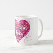 ピンクの輝くグリッター最高のハートママ コーヒーマグカップ (正面右)