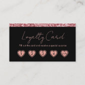 ピンクの輝くハートロイヤリティカード 名刺 (正面)