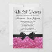ピンクの輝くルックボウブライダルシャワーの招待 招待状 (正面)