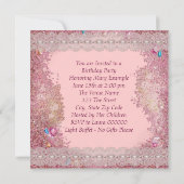 ピンクの輝く女性ピンク写真84th誕生日パーティー 招待状 (裏面)