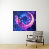 ピンクの輝く妖精の羽が輝く星 タペストリー (インサイチュ(横))