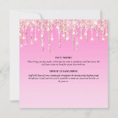 ピンクの輝く弓きらめくエレガント灯 招待状 (裏面)