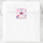 ピンクの輝く愛国的ユニコーン スクエアシール (バッグ)