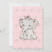 ピンクの輝く象の赤ちゃんシャワーフラットカード カード (裏面)