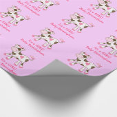 ピンクの農場牛カスタマイズ可能な包装紙 ラッピングペーパー (角)