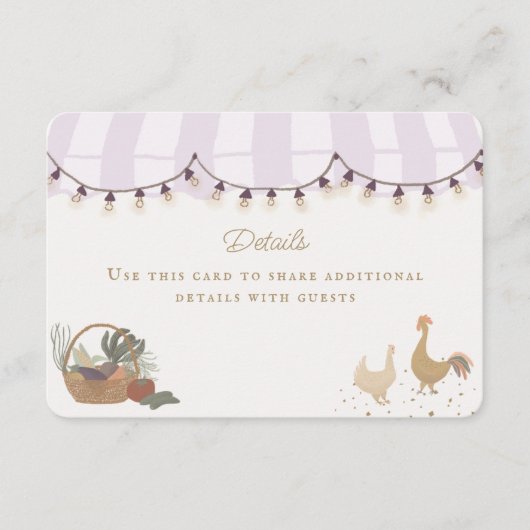 ピンクの農家マーケットファームフレッシュ詳細インサート エンクロージャーカード (正面)