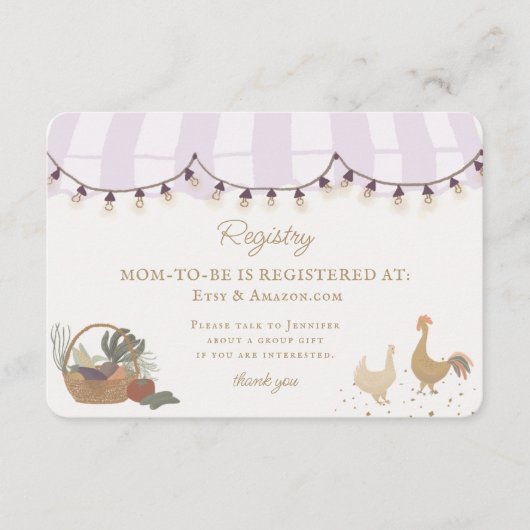 ピンクの農家マーケットファーム新鮮なレジストリの挿入 エンクロージャーカード (正面)