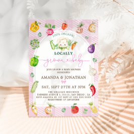 ピンクの農業市場 地元で育てられた ベビーシャワー 招待状