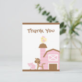 ピンクの農畜女の女の子感謝していのあなたのポストカード ポストカード (スタンド正面)