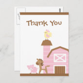 ピンクの農畜女の女の子感謝していのあなたのポストカード ポストカード (正面/裏面)