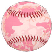 ピンクの迷彩パターン、お名前、パーソナライズ ソフトボール (正面)
