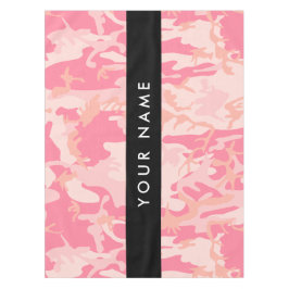 ピンクの迷彩パターン、お名前、パーソナライズ テーブルクロス
