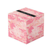 ピンクの迷彩パターン、お名前、パーソナライズ フォトキューブ (裏面アングル)